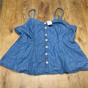 Torrid Top Brand New With Tags Chambray button front fit and flare tank top